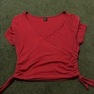 Elegant Red Wrap Top